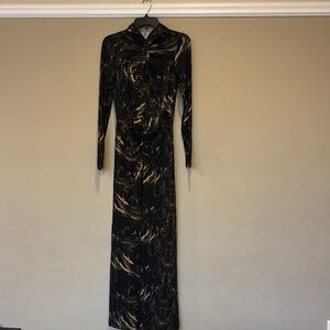 All Saints Black and Gold Long Sleeve Dress for Weddings